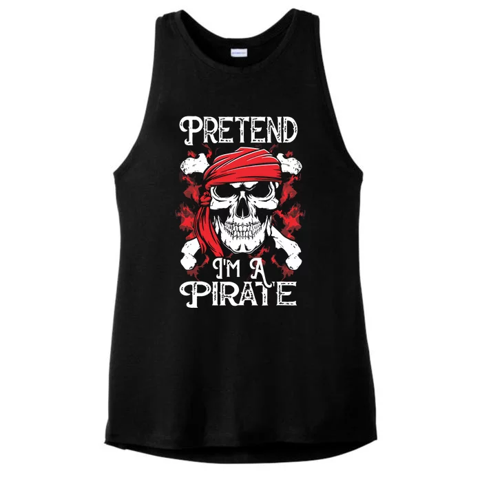 Pretend I'm A Pirate Costume Party Funny Halloween Pirate Ladies Tri-Blend Wicking Tank