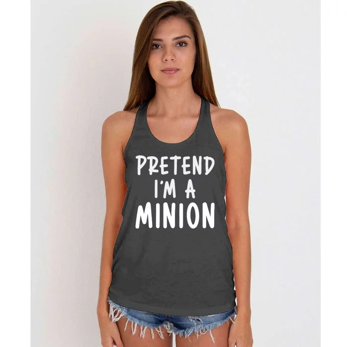 Pretend IM A Minion Costume Party Funny Halloween Minion Women's Knotted Racerback Tank