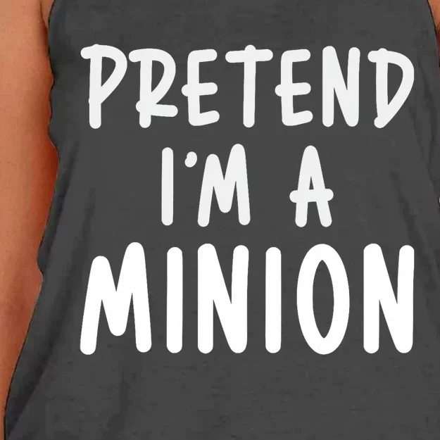 Pretend IM A Minion Costume Party Funny Halloween Minion Women's Knotted Racerback Tank