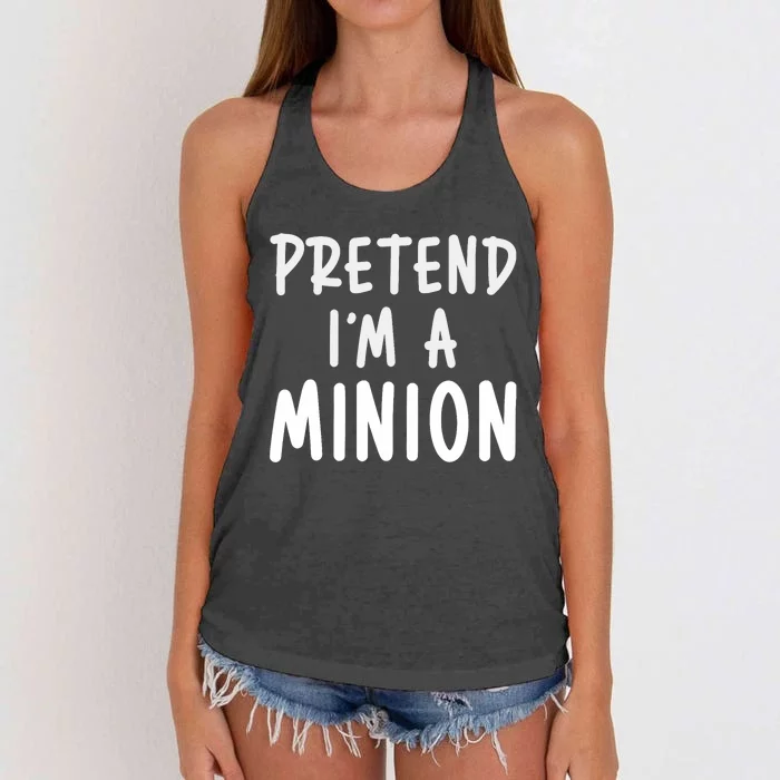 Pretend IM A Minion Costume Party Funny Halloween Minion Women's Knotted Racerback Tank