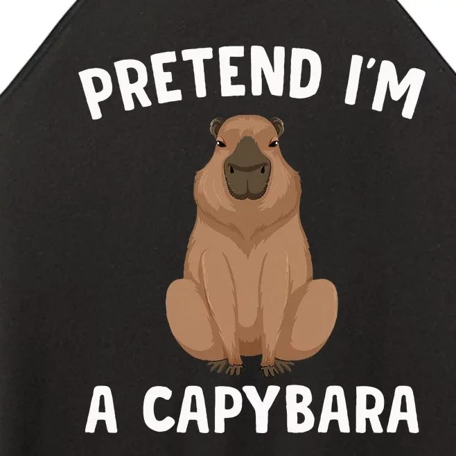 Pretend IM A Capybara Funny Lazy Halloween Costume Women’s Perfect Tri Rocker Tank