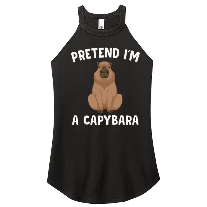 Pretend IM A Capybara Funny Lazy Halloween Costume Women’s Perfect Tri Rocker Tank