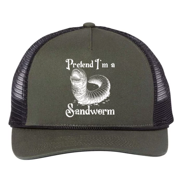 Pretend IM A Sandworm Funny Halloween Costume Retro Rope Trucker Hat Cap