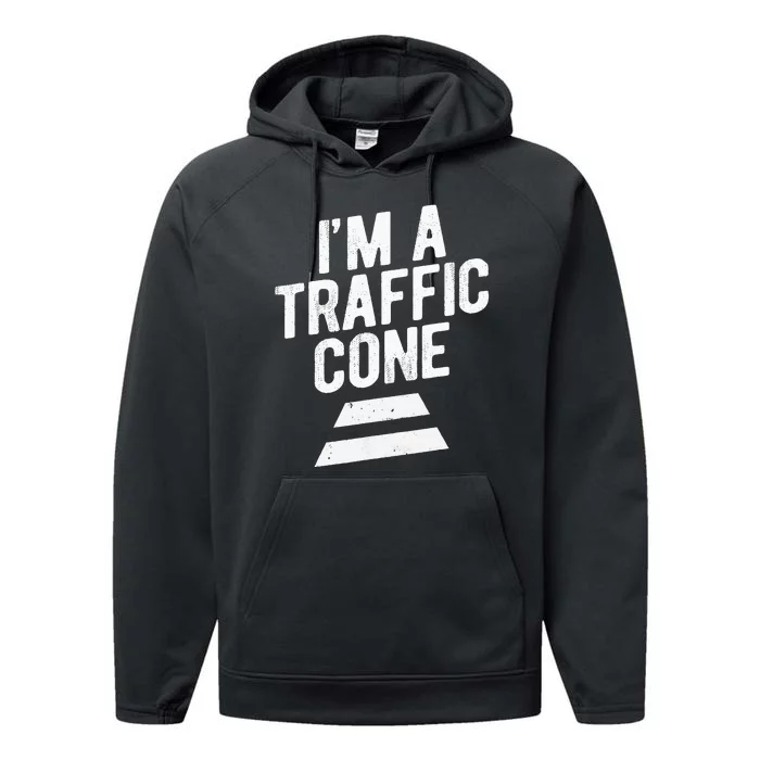 PRETEND IM A TRAFFIC CONE Funny Lazy Halloween Costume Performance Fleece Hoodie