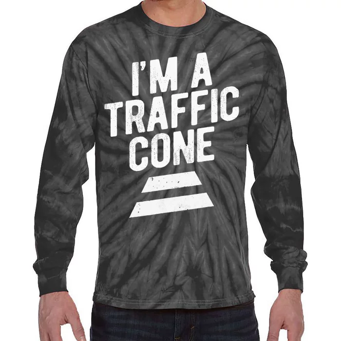 PRETEND IM A TRAFFIC CONE Funny Lazy Halloween Costume Tie-Dye Long Sleeve Shirt