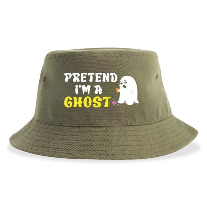 Pretend IM A Ghost Funny Halloween Fall Ice Ground Cute Gift Sustainable Bucket Hat