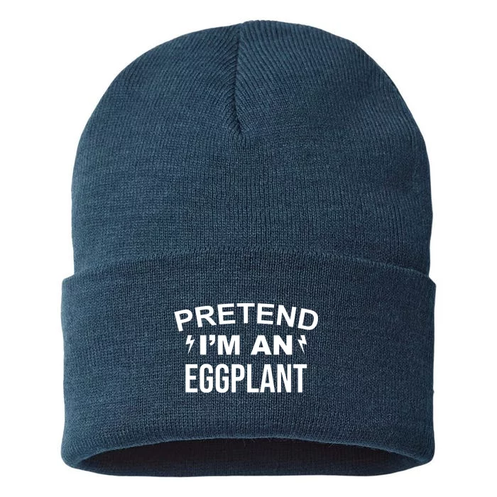 Pretend I'm An Eggplant Lazy Halloween Costume Sustainable Knit Beanie