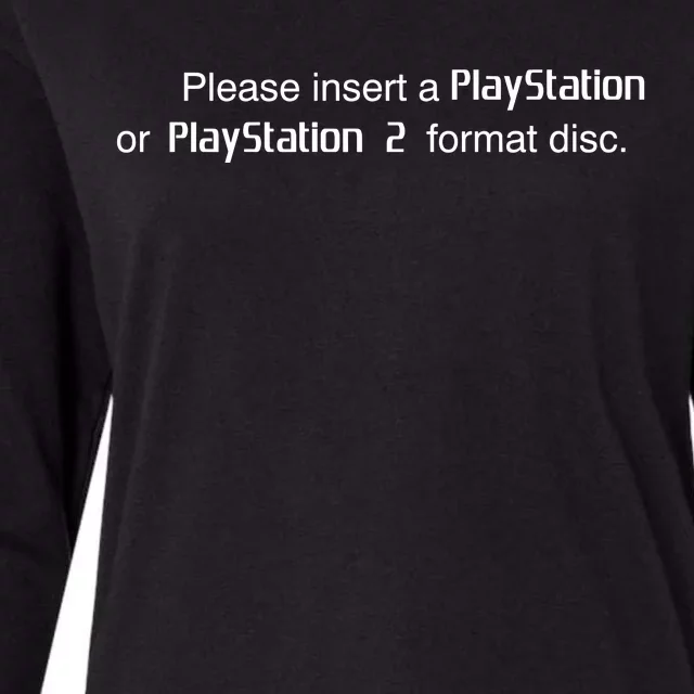 Please Insert A Playstation Or Playstation 2 Format Disc Womens Cotton Relaxed Long Sleeve T-Shirt