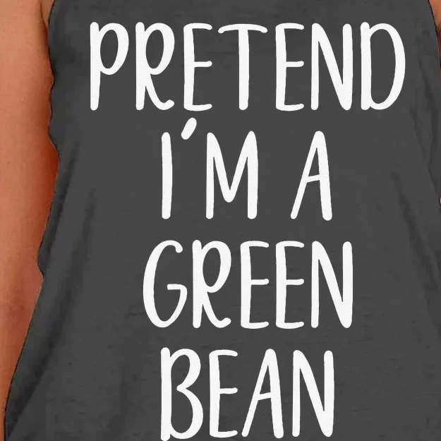 Pretend IM A Green Bean Costume Halloween Quick Lazy Funny Women's Knotted Racerback Tank