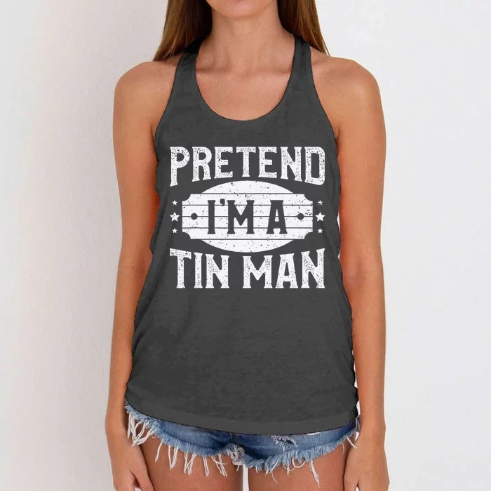 Pretend IM A Tin Man Matching Costume Lazy Halloween Party Women's Knotted Racerback Tank