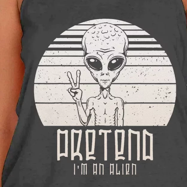 Pretend Im A Alien Funny Halloween Human Women's Knotted Racerback Tank