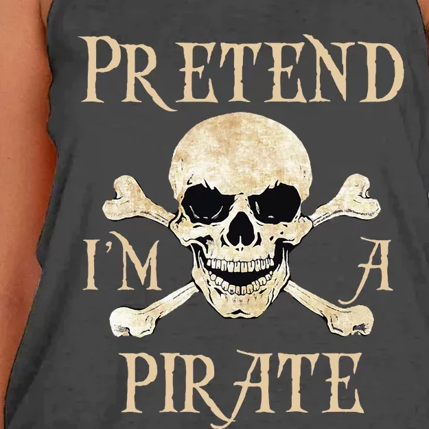 Pretend Im A Pirate Skull Crossbones Easy Funny Halloween Women's Knotted Racerback Tank