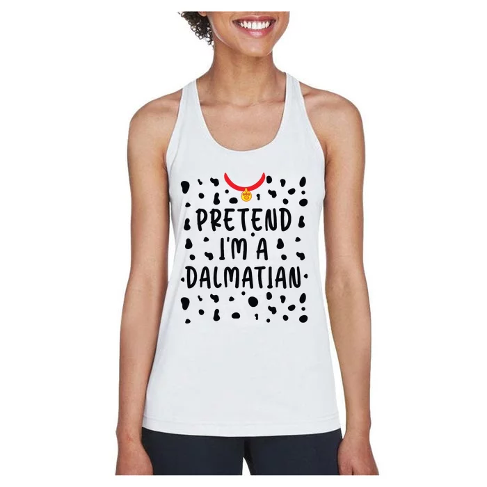 Pretend Im A Dalmatian Funny Lazy Halloween Costume Women's Racerback Tank