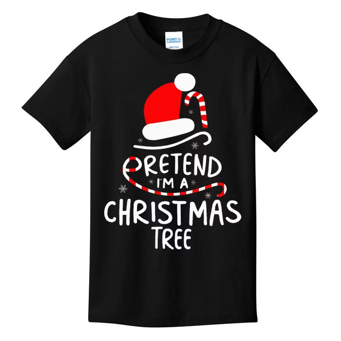 Pretend I'm A Christmas Tree Funny Lazy Halloween Costume Kids T-Shirt