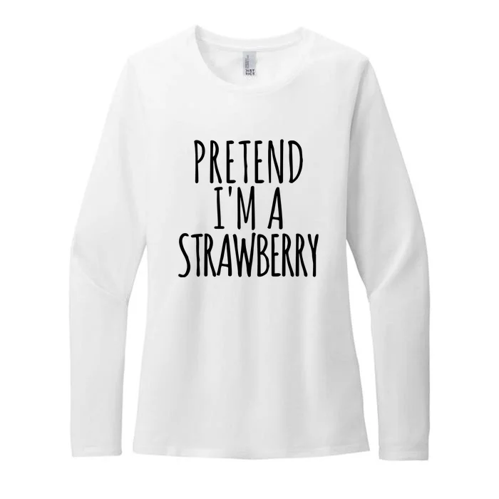 Pretend Im A Strawberry Funny Lazy Halloween Womens CVC Long Sleeve Shirt