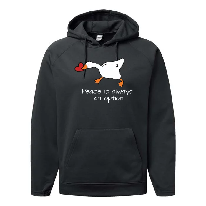 Peace Is Always An Option Valentines Day Duck Performance Fleece Hoodie