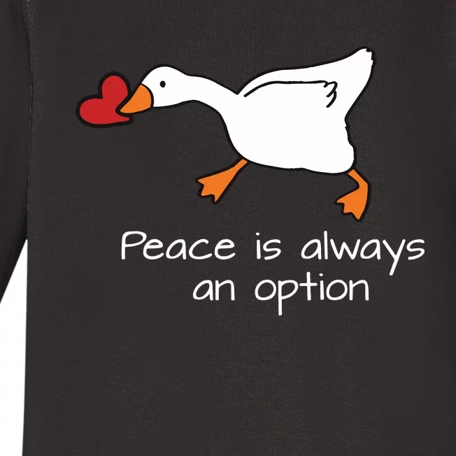 Peace Is Always An Option Valentines Day Duck Baby Long Sleeve Bodysuit