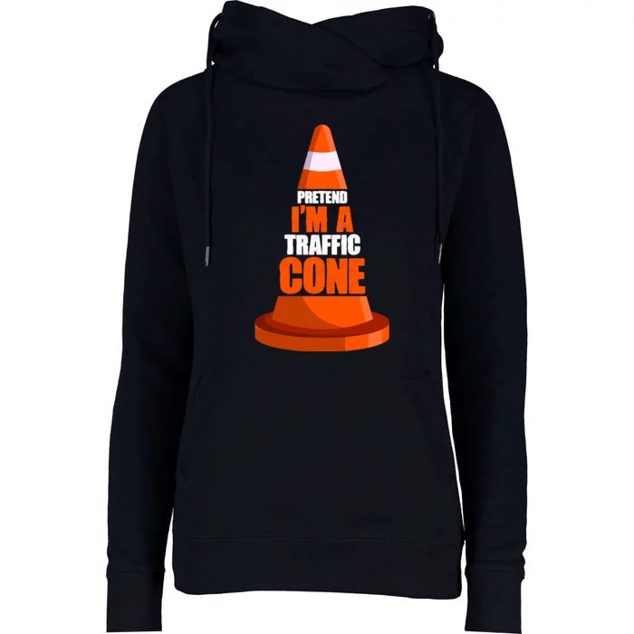 Pretend I'm A Traffic Cone Lazy Halloween Costume Womens Funnel Neck Pullover Hood