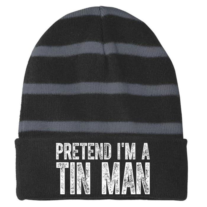 Pretend Im A Tin Man Funny Costume Striped Beanie with Solid Band