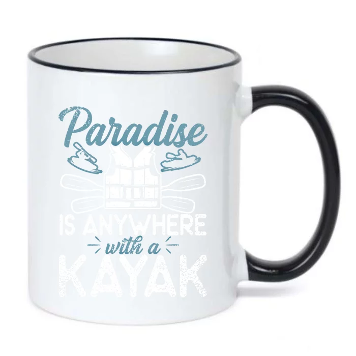 Paradise Is Anywhere With A Kayak Kayaking Gift Black Color Changing Mug