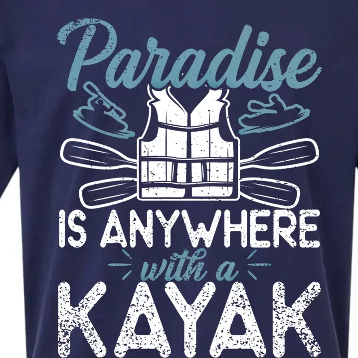 Paradise Is Anywhere With A Kayak Kayaking Gift Sueded Cloud Jersey T-Shirt