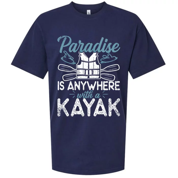 Paradise Is Anywhere With A Kayak Kayaking Gift Sueded Cloud Jersey T-Shirt