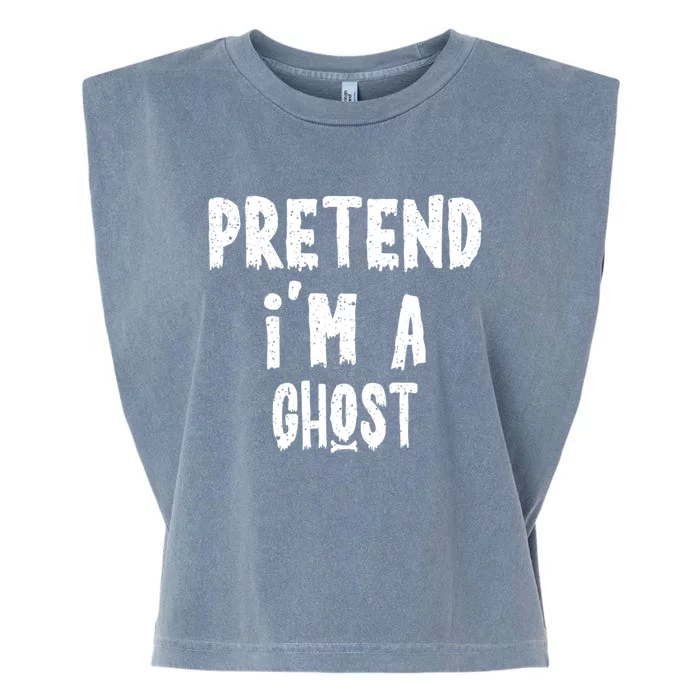 Pretend IM A Ghost Funny Lazy Halloween Costume Party Gift Garment-Dyed Women's Muscle Tee