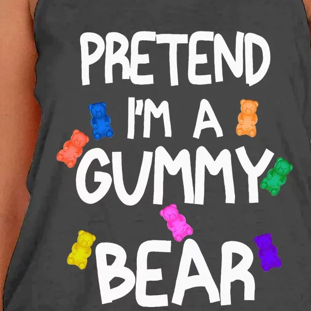 Pretend I'm A Gummy Bear Tee Funny Lazy Halloween Costume Women's Knotted Racerback Tank