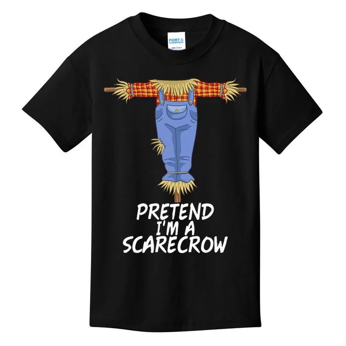 Pretend IM A Scarecrow Funny Lazy Halloween Costume Kids T-Shirt