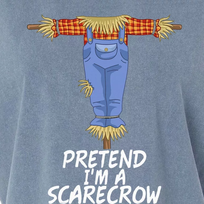 Pretend IM A Scarecrow Funny Lazy Halloween Costume Garment-Dyed Women's Muscle Tee