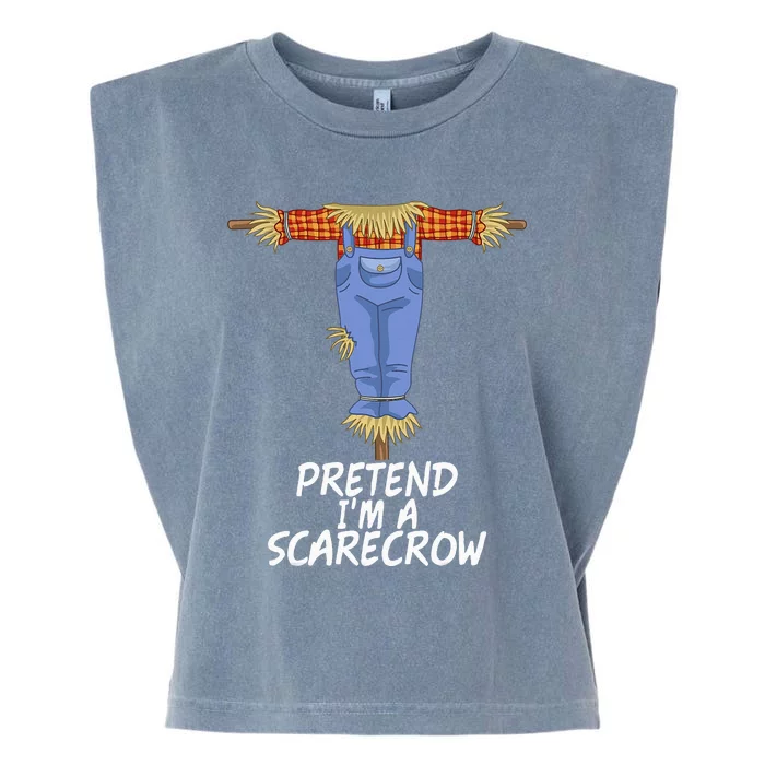 Pretend IM A Scarecrow Funny Lazy Halloween Costume Garment-Dyed Women's Muscle Tee