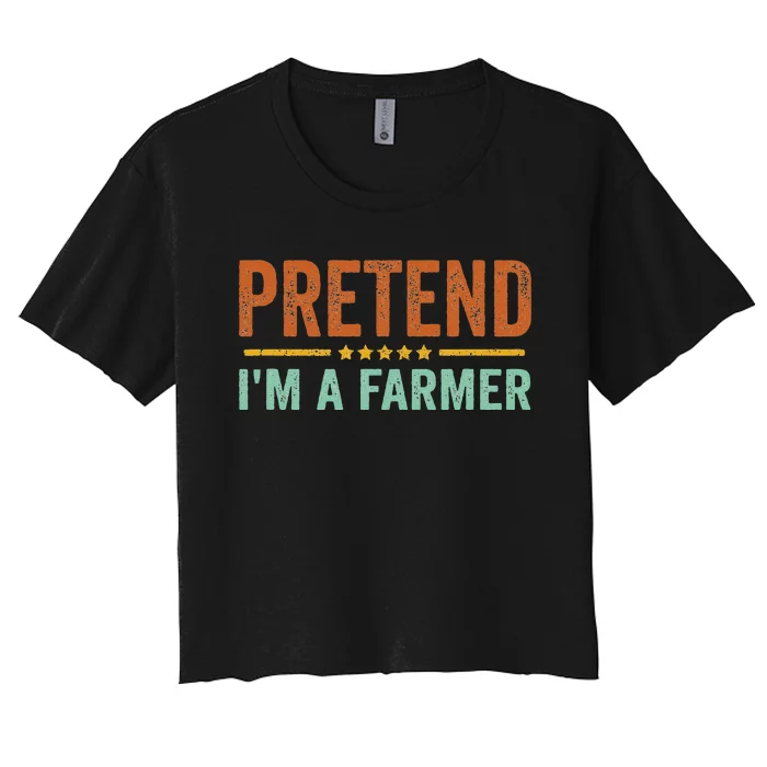 Pretend I'm A Farmer Costume Halloween Retro Vintage Women's Crop Top Tee