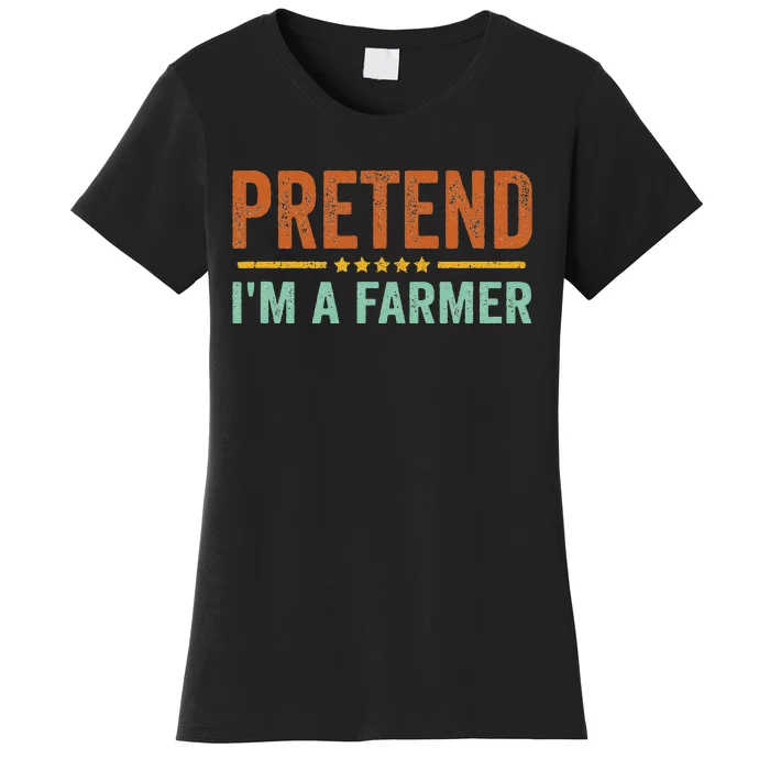 Pretend I'm A Farmer Costume Halloween Retro Vintage Women's T-Shirt