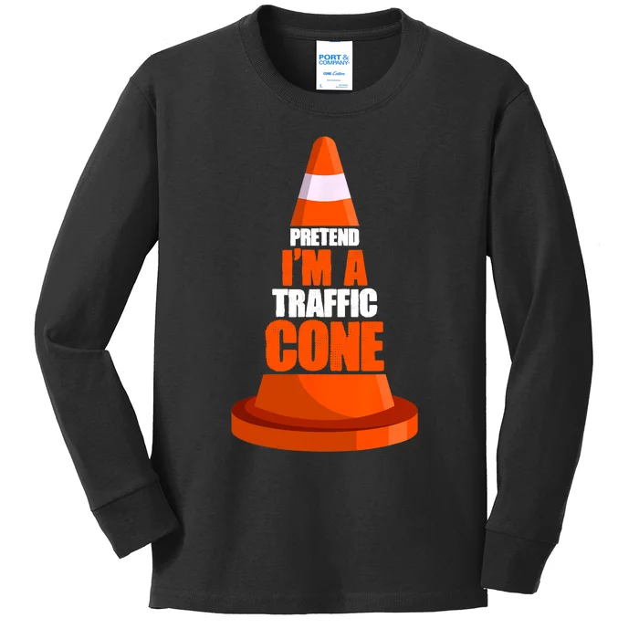 Pretend Im A Traffic Cone Costume Kids Long Sleeve Shirt