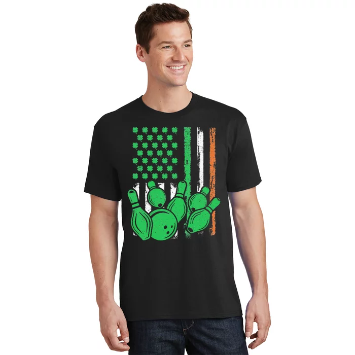 Patriotic Irish American Flag Bowling St. Patrick's Day T-Shirt