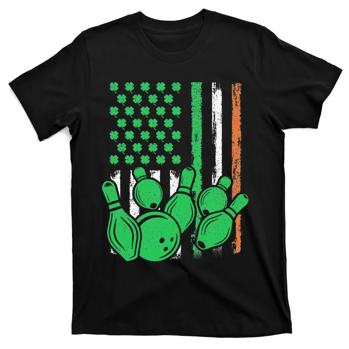 Patriotic Irish American Flag Bowling St. Patrick's Day T-Shirt