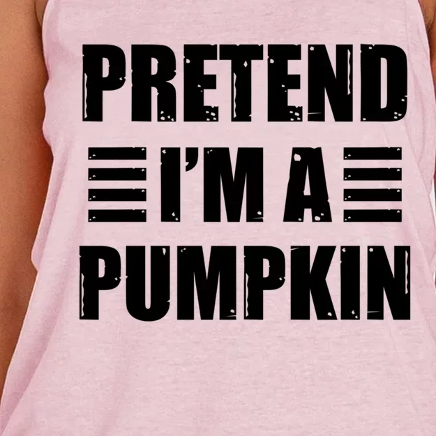 Pretend IM A Pumpkin Lazy Easy Costume Gift Women's Knotted Racerback Tank