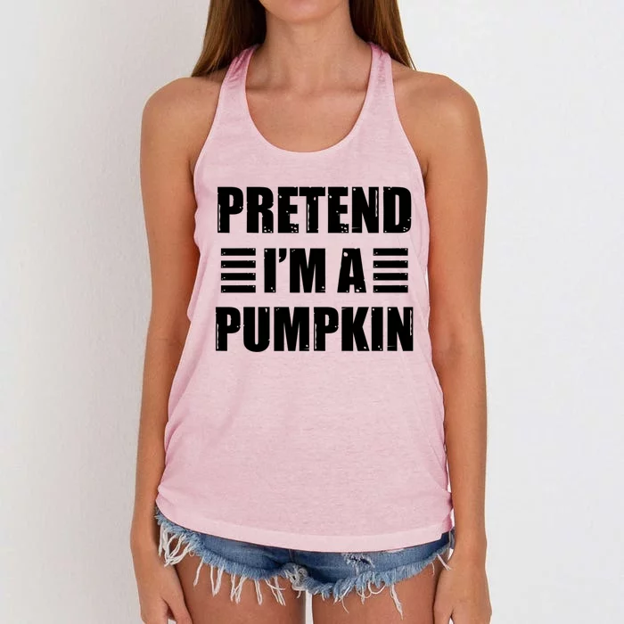 Pretend IM A Pumpkin Lazy Easy Costume Gift Women's Knotted Racerback Tank