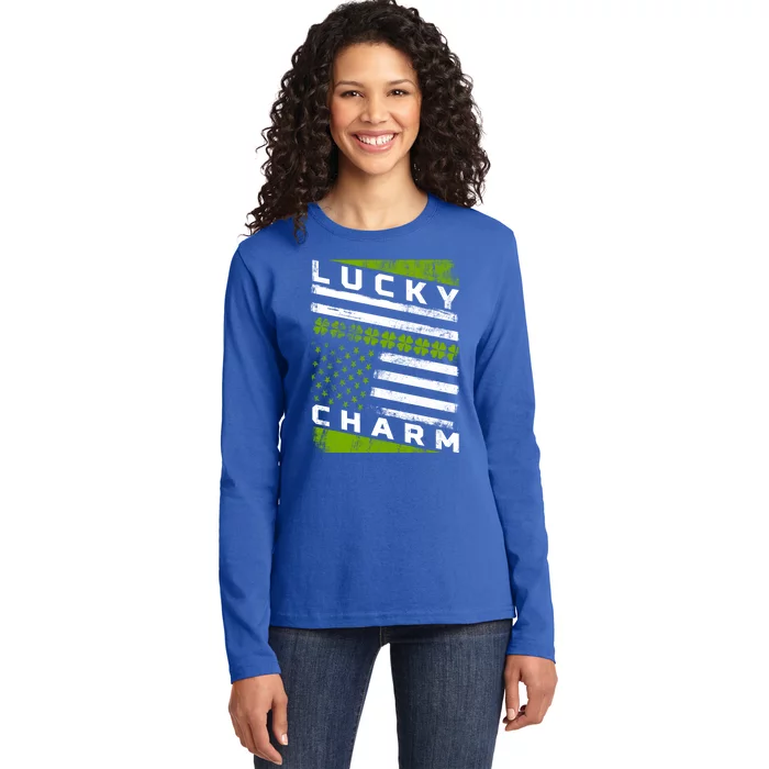 Patriotic Irish American Flag St Patricks Day Gift Ladies Long Sleeve Shirt