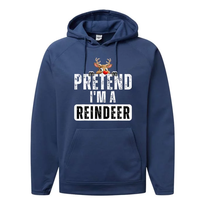 pretend im a reindeer Easy Christmas Costume Performance Fleece Hoodie