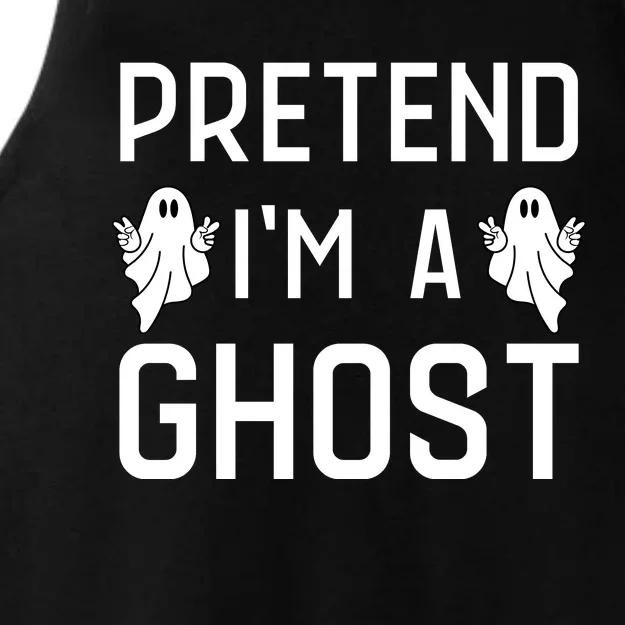 Pretend Im A Ghost | Funny Lazy Halloween Costume Party Ladies Tri-Blend Wicking Tank