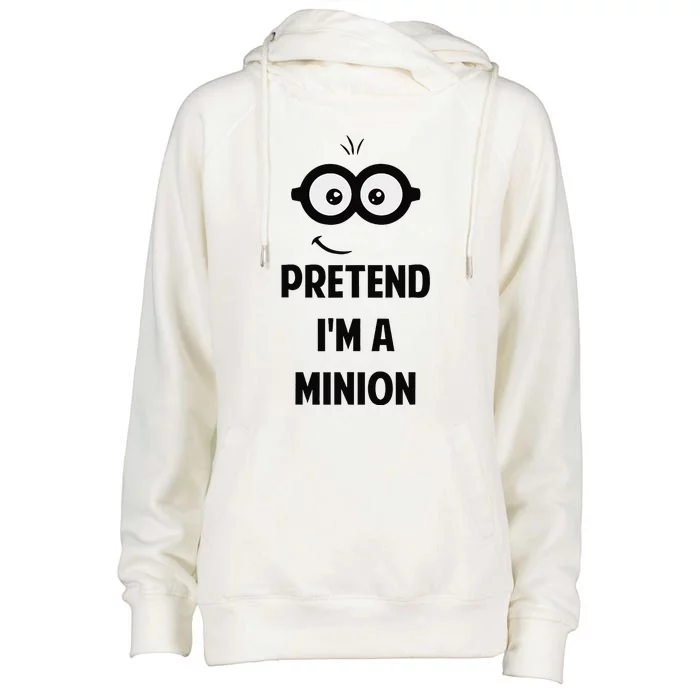 Pretend IM A Minion Costume Party Funny Halloween Minion Womens Funnel Neck Pullover Hood