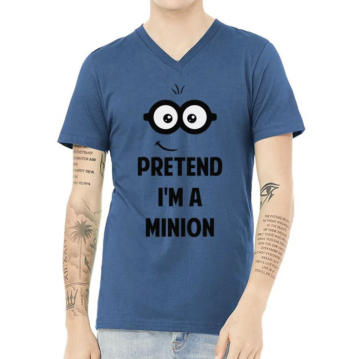 Pretend IM A Minion Costume Party Funny Halloween Minion V-Neck T-Shirt