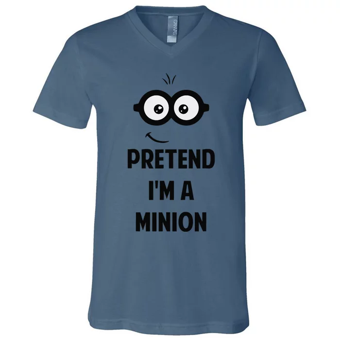 Pretend IM A Minion Costume Party Funny Halloween Minion V-Neck T-Shirt