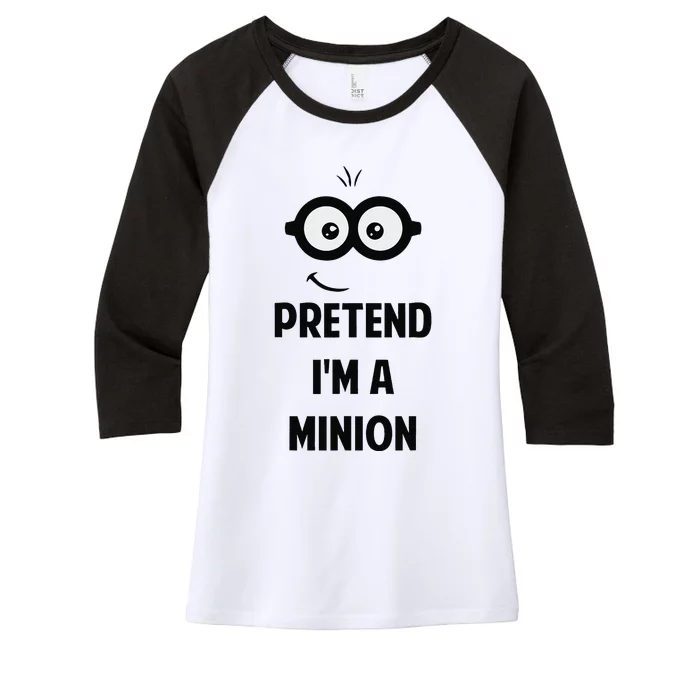 Pretend IM A Minion Costume Party Funny Halloween Minion Women's Tri-Blend 3/4-Sleeve Raglan Shirt