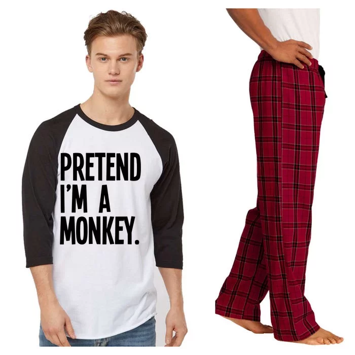 Pretend IM A Monkey Funny Halloween Party Costume Raglan Sleeve Pajama Set