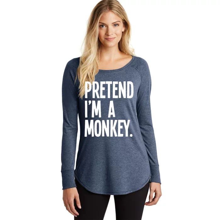 Pretend IM A Monkey Funny Halloween Party Costume Women's Perfect Tri Tunic Long Sleeve Shirt