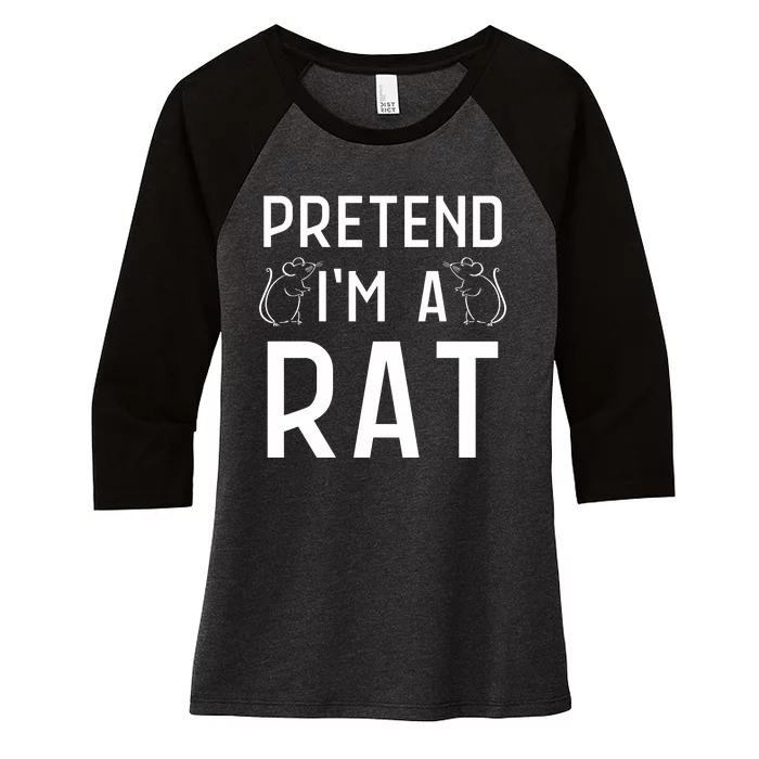 Pretend Im A Rat Costume Party Funny Halloween Rat Women's Tri-Blend 3/4-Sleeve Raglan Shirt