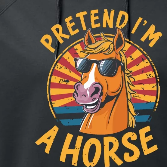 Pretend IM A Horse Funny Lazy Halloween Matching Costume Performance Fleece Hoodie