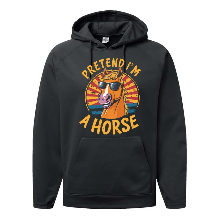 Pretend IM A Horse Funny Lazy Halloween Matching Costume Performance Fleece Hoodie